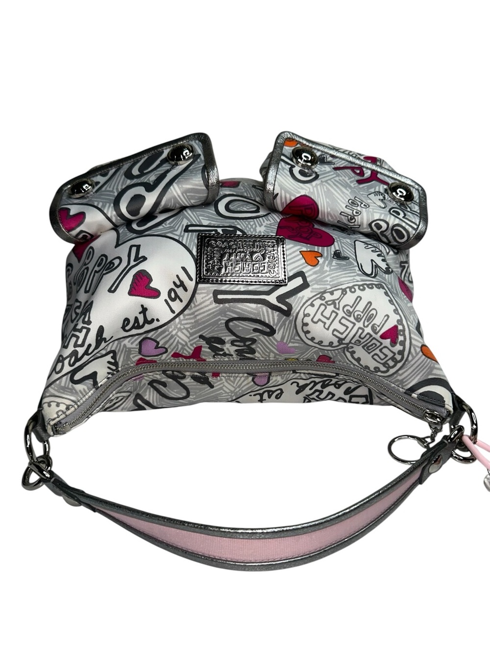 Coach Poppy Silver Graffiti Boho Bag - Picture 10 of 13